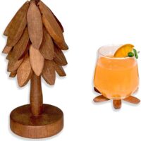 Wooden Tree-Shaped Coasters Set